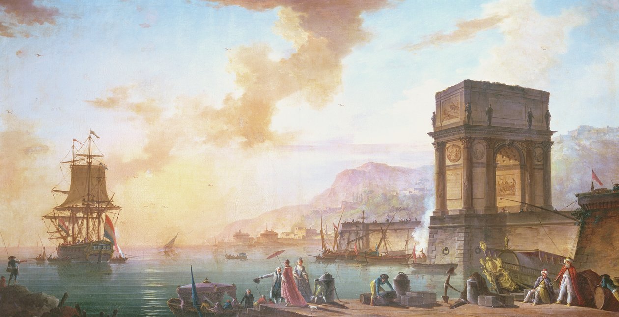 Huomenta välimerellisen sataman capriccio tekijältä Charles Francois Lacroix de Marseille
