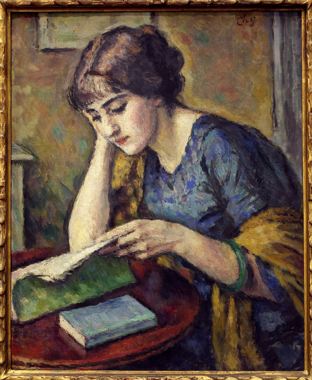 Lukeminen. Charles Guerinin (1875-1939) maalaus Öljy kankaalle tekijältä Charles Guerin