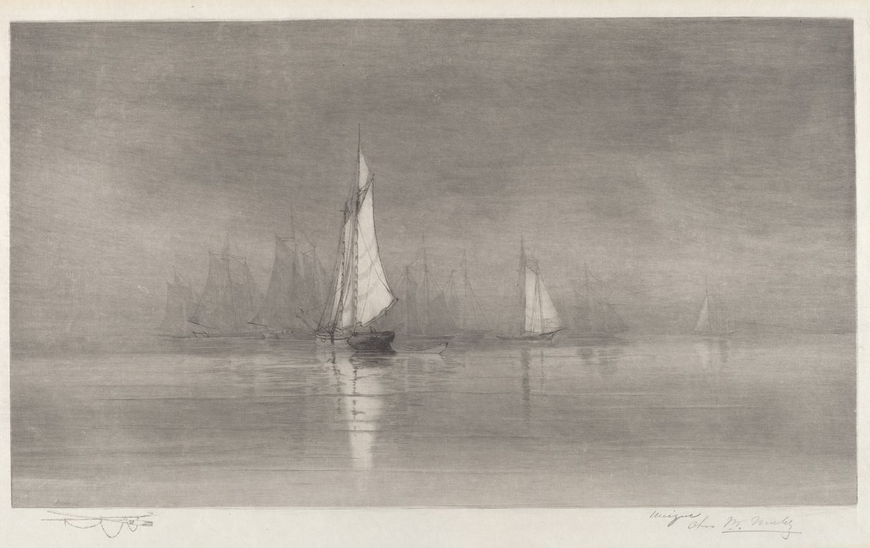 Nimetön satamakohtaus purjeveneiden kanssa, n. 1900. tekijältä Charles Frederick William Mielatz