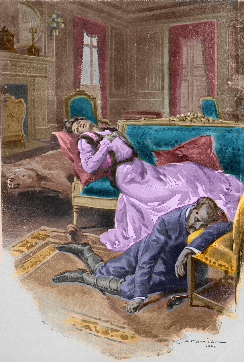 Arkkiherttua Rudolf, Itävallan kruununprinssi (1858-1889), tappaa itsensä ja emäntänsä, paronitar Mary Vetseran Mayerlingin metsästysmajassaan tekijältä Charles Garabed Atamian