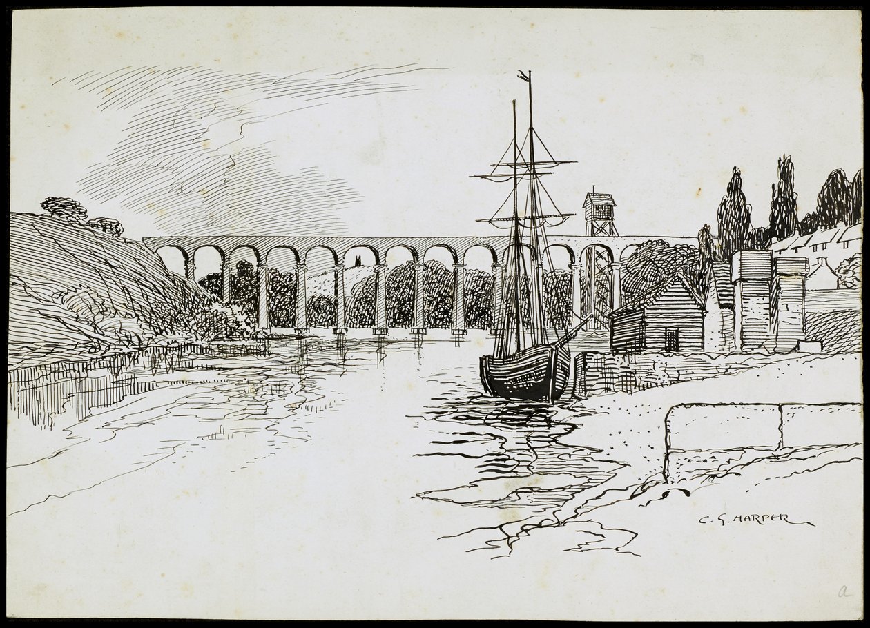 Calstockin maasilta, Cornwall, c1907-c1943 tekijältä Charles George Harper