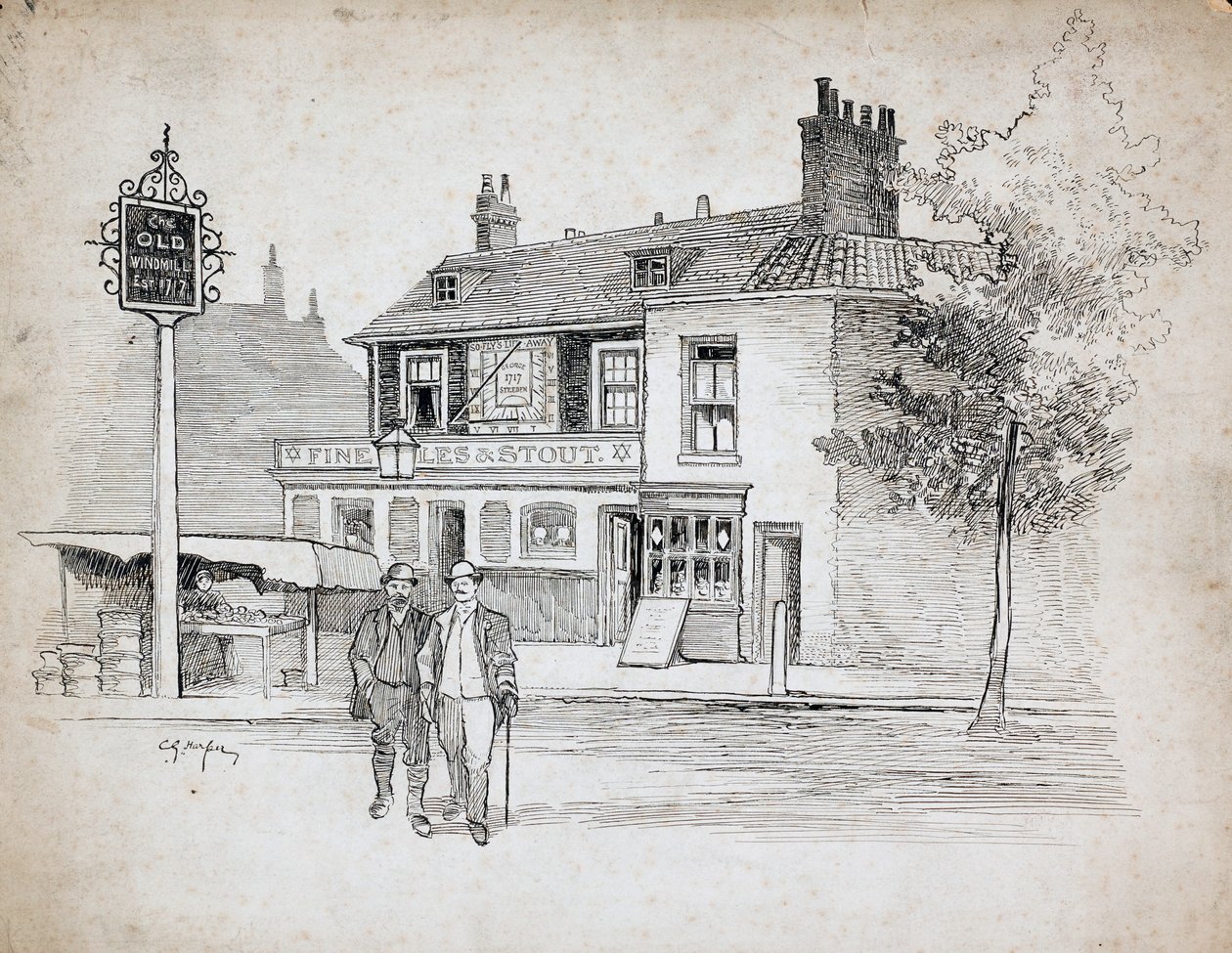 Old Windmill -pubi, 214-214 Chiswick High Road, Turnham Green, Lontoo, 1892-1933. tekijältä Charles George Harper
