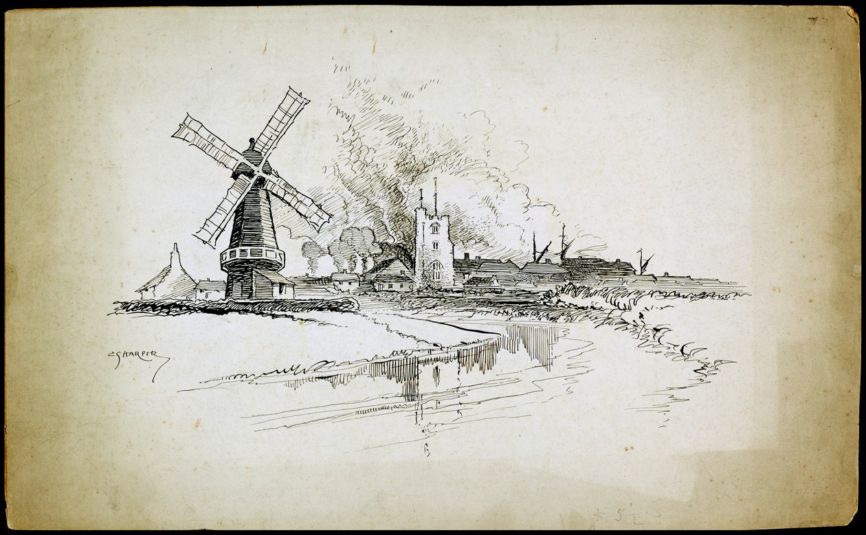 Wellingtonin tuulimylly, Barking, Suur-Lontoo tekijältä Charles George Harper