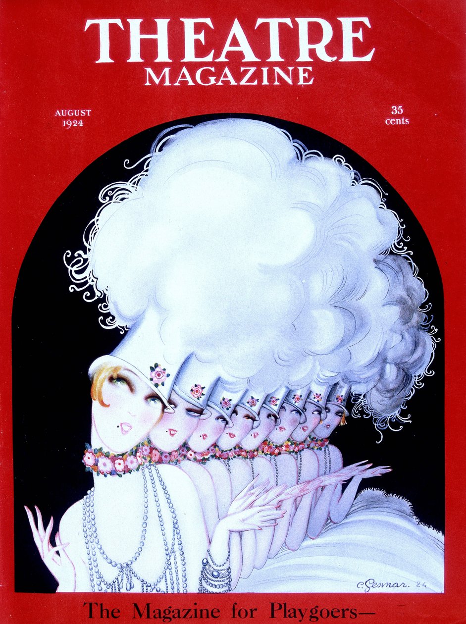 Kabareetanssijat amerikkalaisen Théatre Magazine -lehden kannessa elokuussa 1924 (kaiverrus) tekijältä Charles Gesmar