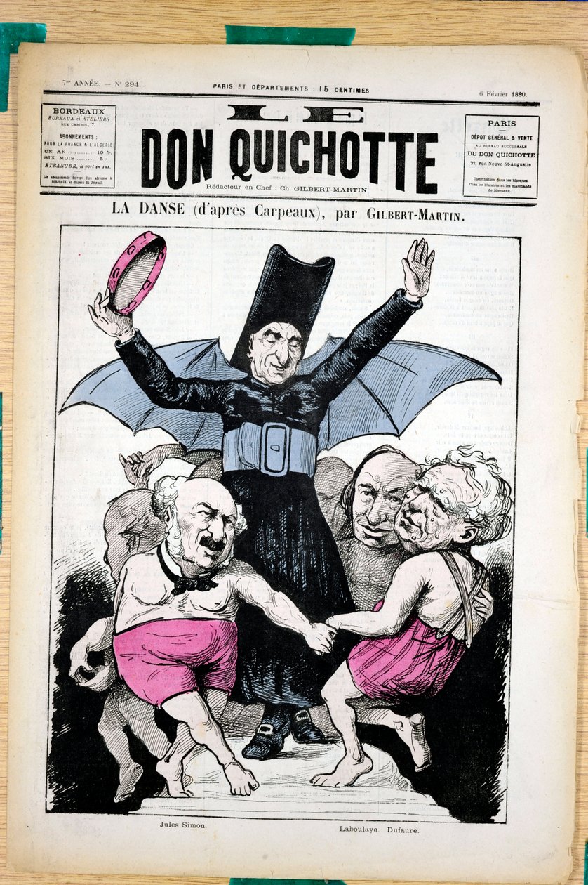 Kansi "" Le Don Quijote"", numero 294, satiirinen väreissä tekijältä Charles Gilbert Martin