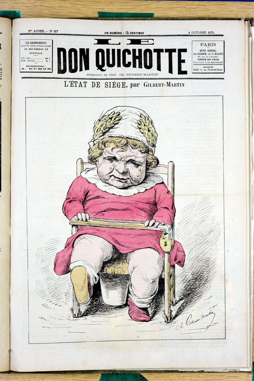 Kansi ""Le Don Quijote"", numero 67, värillinen satiirinen tekijältä Charles Gilbert Martin