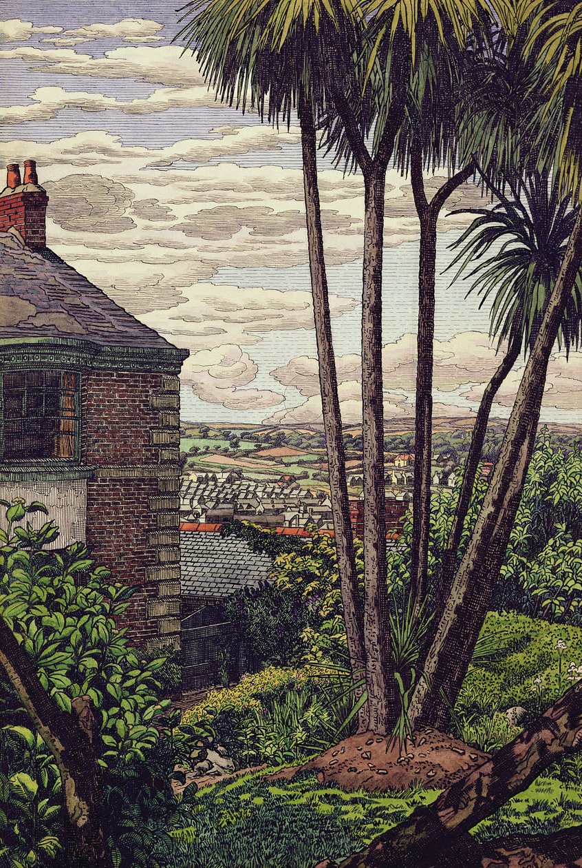 Newlyn Garden (kynä, muste ja akvarelli paperille) tekijältä Charles Ginner