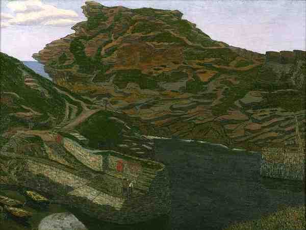 Boscastle Harbour, Cornwall (öljy kankaalle) tekijältä Charles Ginner