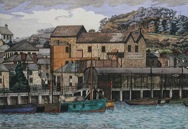 The Harbour, Boscastle, Cornwall, n. 1919 (kynä ja muste ja akvarelli paperille) tekijältä Charles Ginner