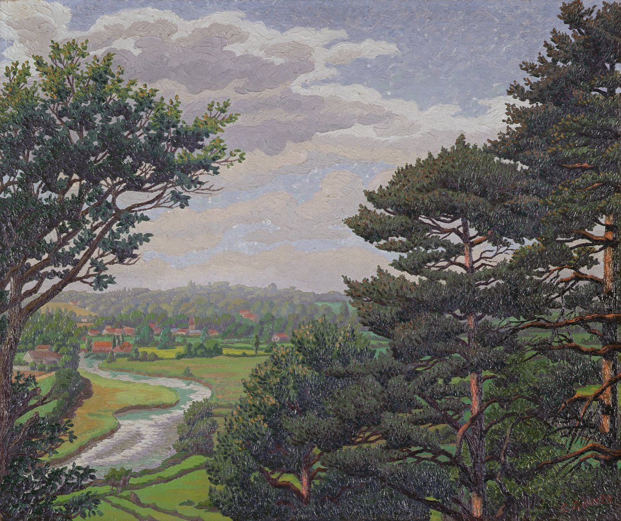 Avon-joki, lähellä Salisburya (öljy kankaalle) tekijältä Charles Ginner