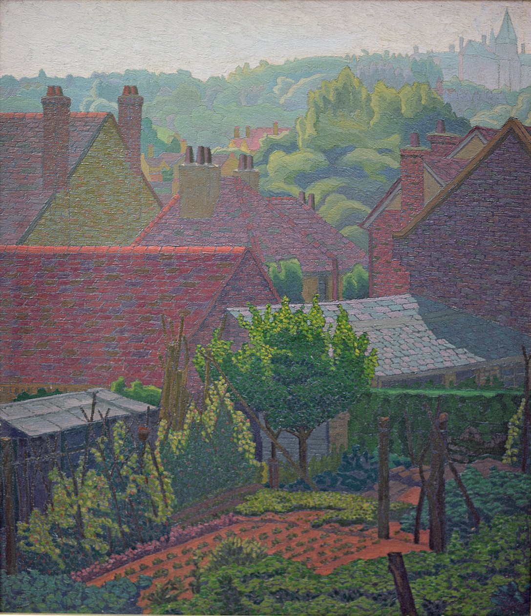 Village Rooftops (öljy) tekijältä Charles Ginner