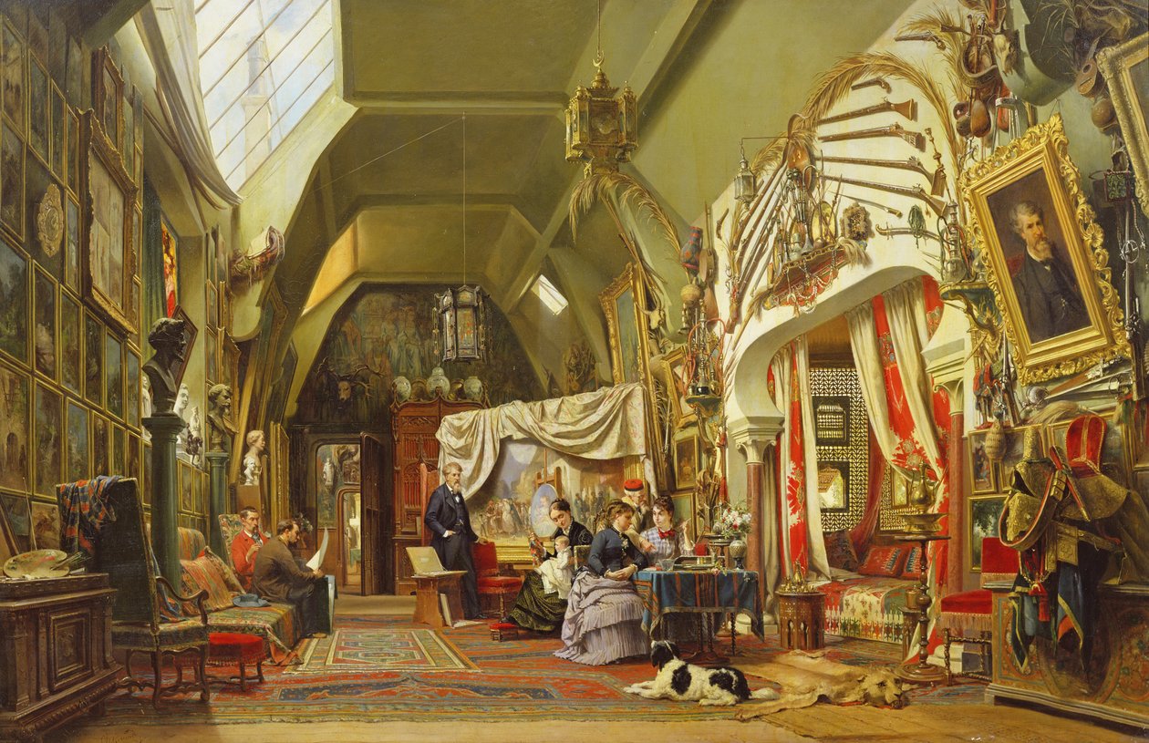 Eugene Giraud (1806-81) studiossaan veljensä Charlesin ja hänen poikansa Victorin kanssa tekijältä Charles Giraud