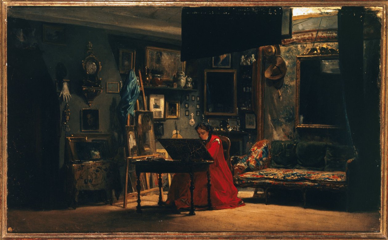 Prinsessa Mathilde (1820-1904) ateljeessaan, rue de Courcelles, noin 1860 (öljy kankaalle). tekijältä Charles Giraud