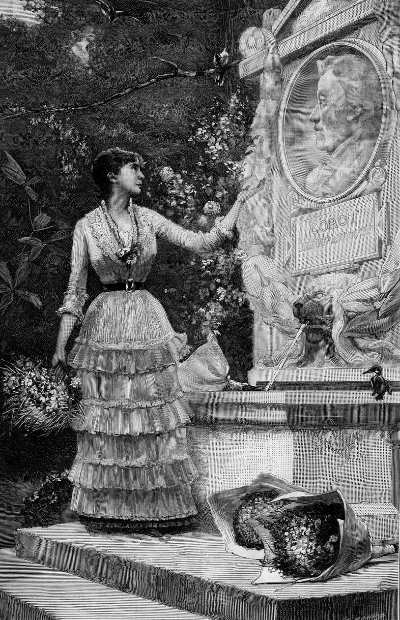 Blanche Baretta (Baretta) (s. 1855) Comedie Francaisesta puhumassa herra Francois Coppeen säkeitä Corot