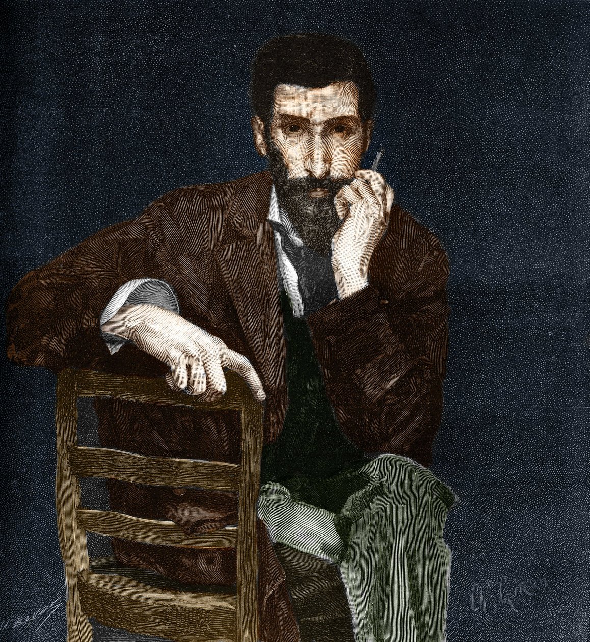 Pierre Savorgnan de Brazzan (1852-1905), ranskalaisen tutkimusmatkailijan muotokuva. tekijältä Charles Giron