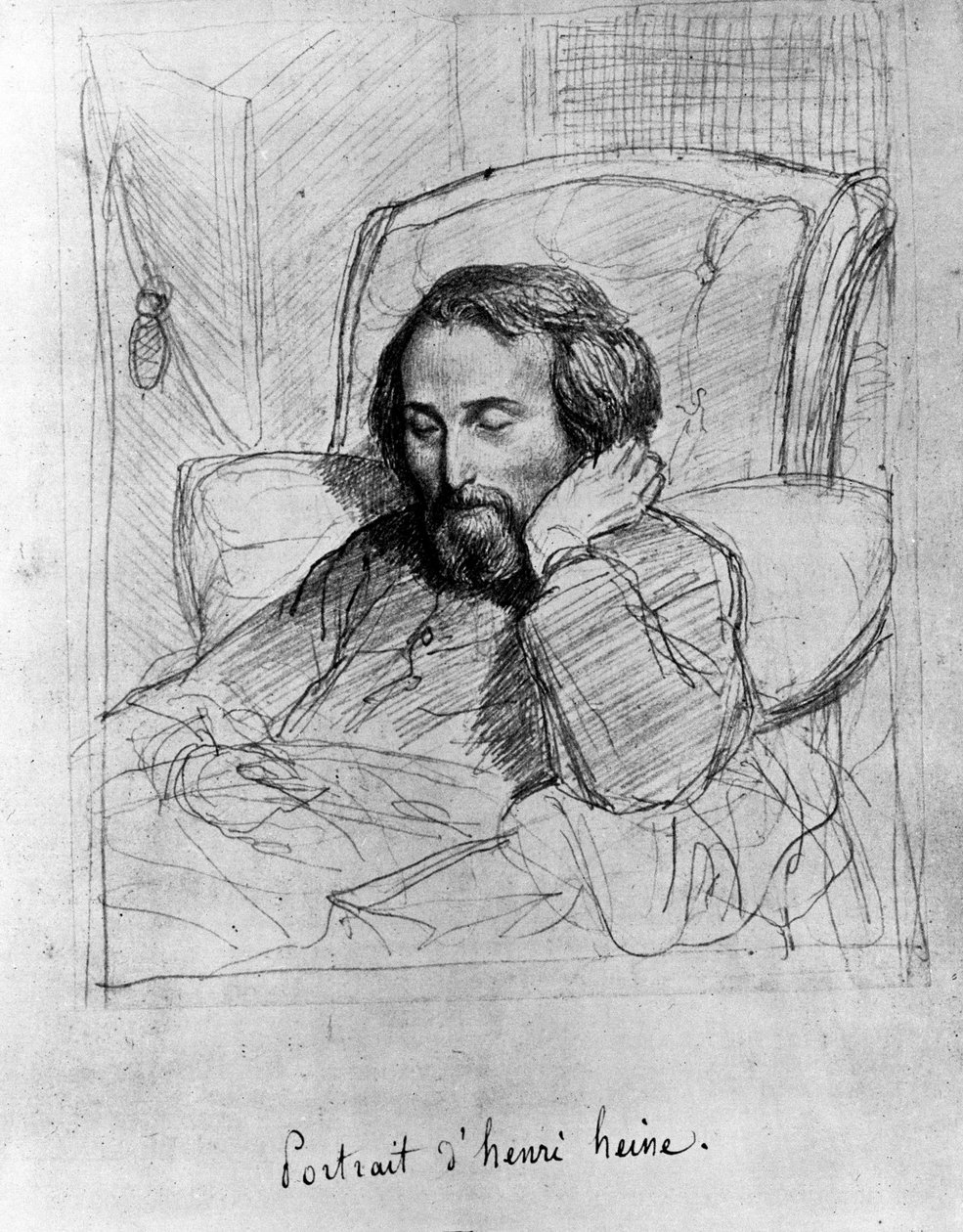 Heinrich Heine (1797-1856), saksalainen kirjailija. Piirustus Charles Gleyre. tekijältä Charles Gleyre