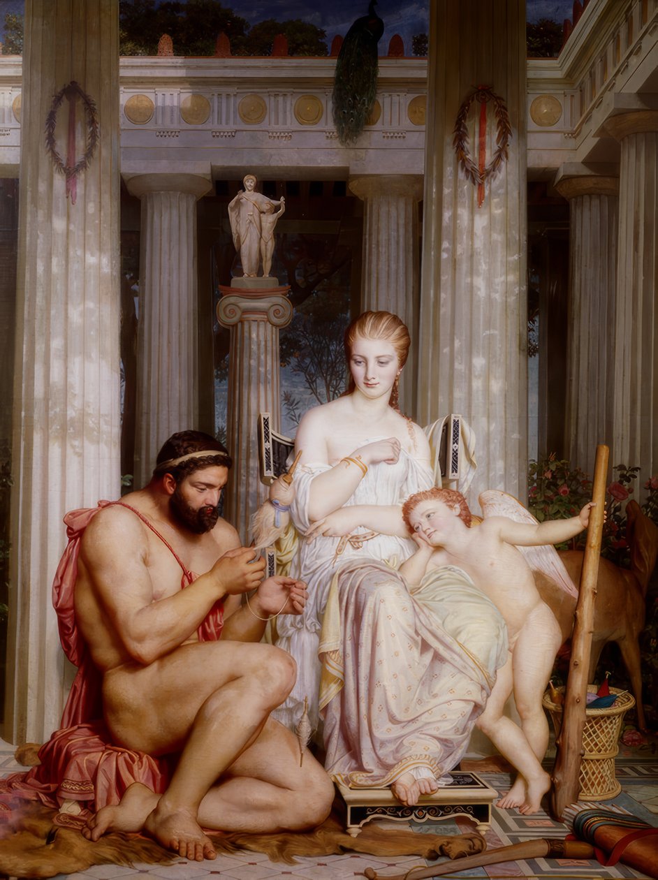 Hercules Omphalesin jalkojen juuressa tekijältä Charles Gleyre