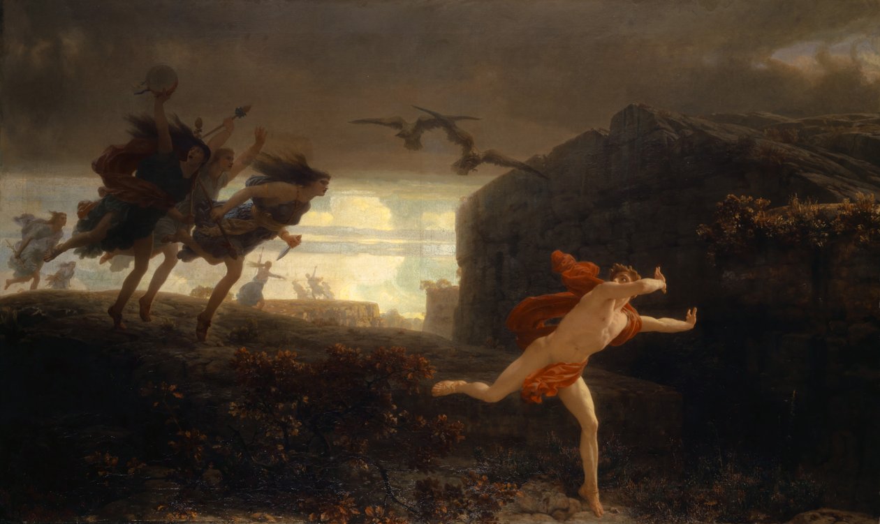 Maenadien jahtaama Pentheus, 1864 tekijältä Charles Gleyre