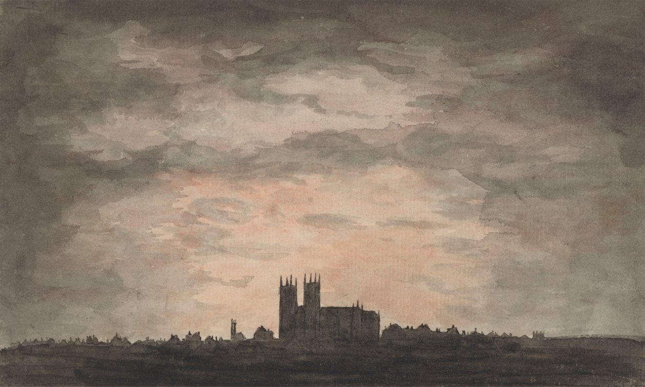 Suuri kirkko (Westminster Abbey) auringonlaskun aikaan tekijältä Charles Gore