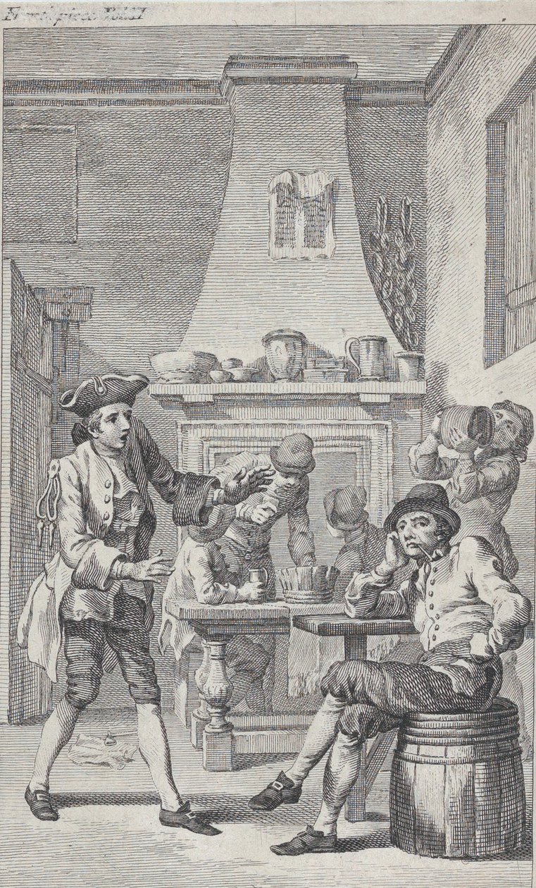 Etukappale Tobias Smollettin Roderick Randomille, 1748. tekijältä Charles Grignion