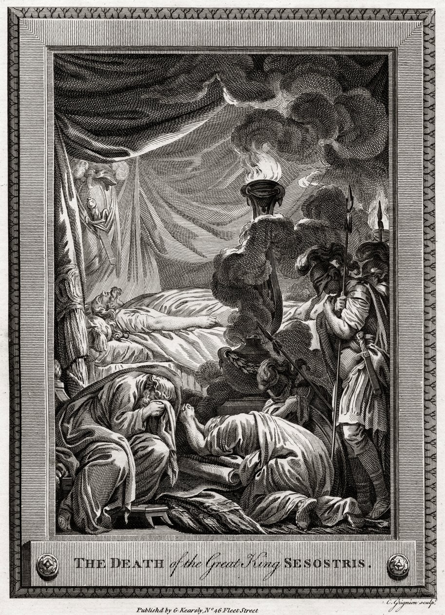 Suuren kuninkaan Sesostriksen kuolema, Muinainen Egypti, 1775 tekijältä Charles Grignion