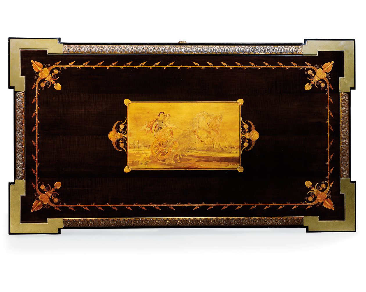 Napoleon III -pöytä, suunnittelija Jean Brandely, intarsia E. Varlot, Pariisi, n. 1850-1875 (ormolu, kullattu kupari, eebenpuu ja sycamore) tekijältä Charles Guillaume Diehl