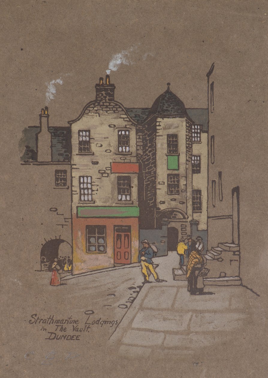 Strathmartine Lodgings, holvissa, Dundee (käsinvärinen painatus) tekijältä Charles Gustav Louis Phillips