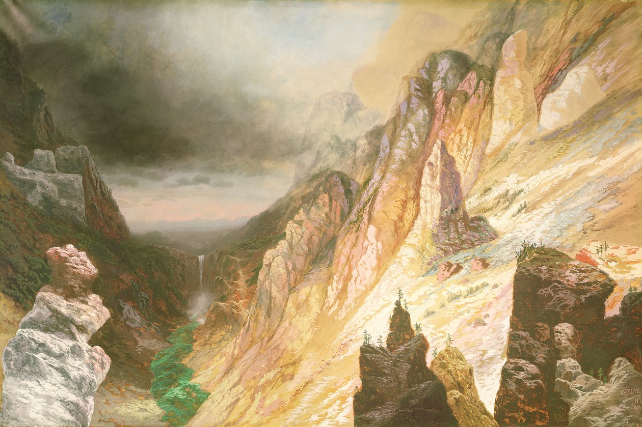 Lower Falls, Yellowstone-joen Grand Canyon, 1886 tekijältä Charles H. Chapin