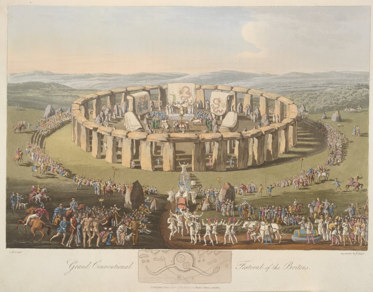 "Brittien suuri perinteinen festivaali". Stonehenge. tekijältä Charles Hamilton (after) Smith