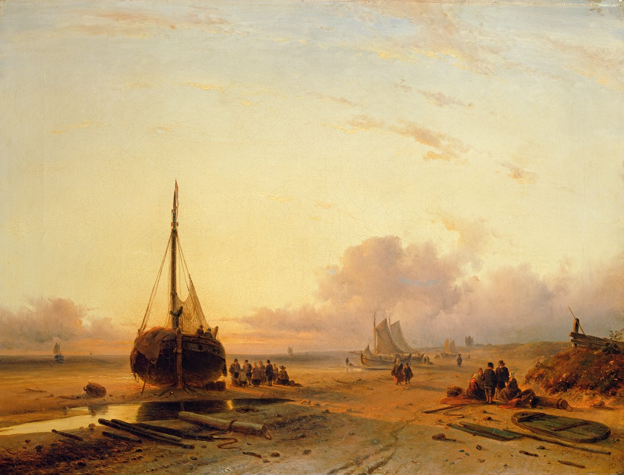 Rantakohtaus kalastusveneillä tekijältä Charles Henri Joseph Leickert