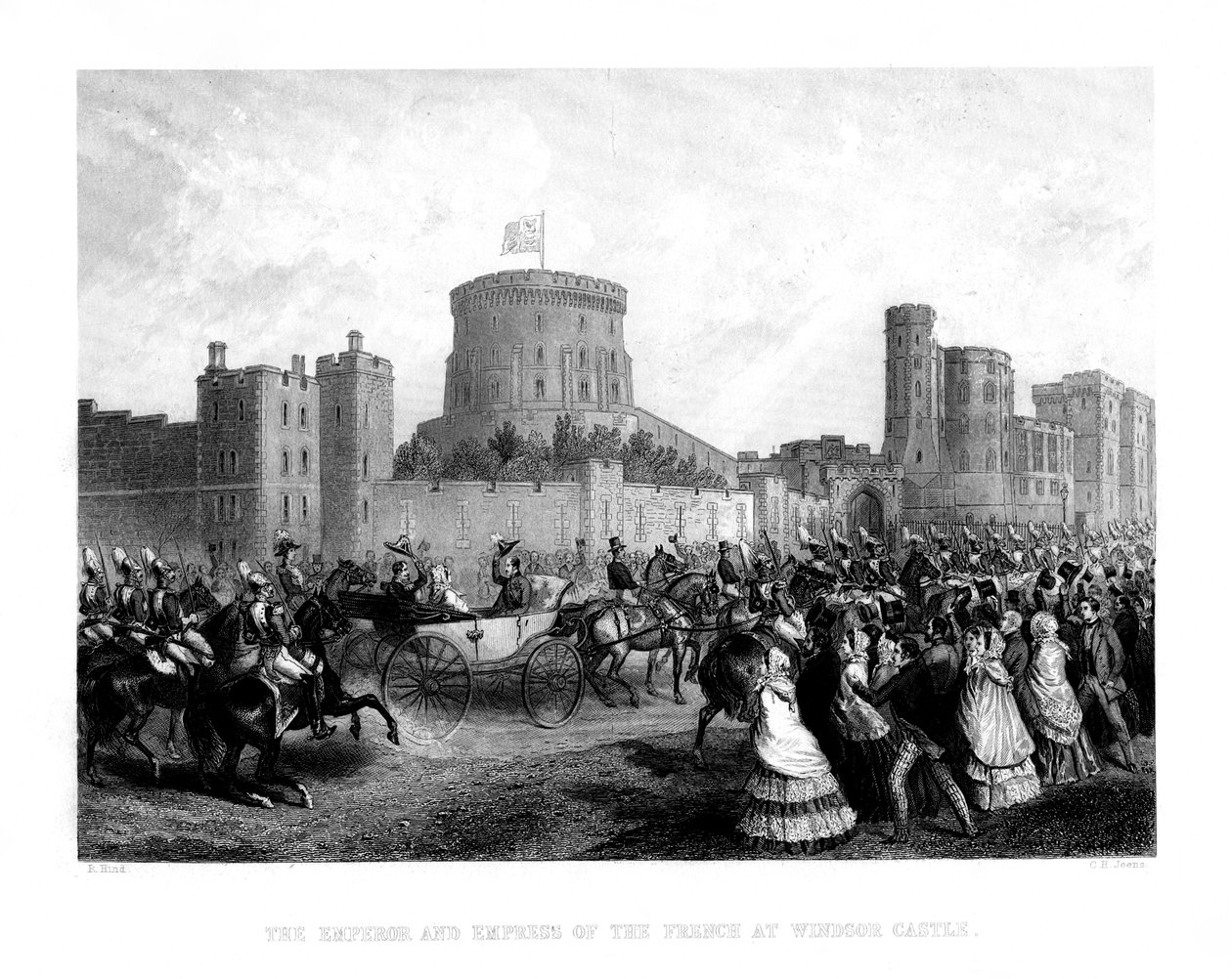 Ranskan keisari ja keisarinna Windsorin linnassa, 1855, 1875. tekijältä Charles Henry Jeens