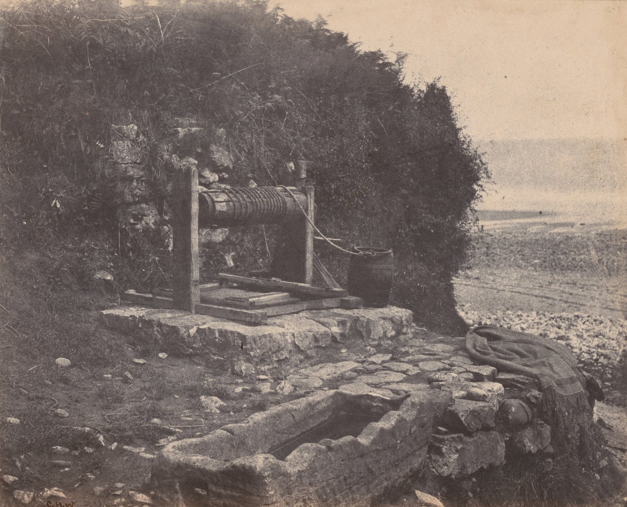 Kaivo meren rannalla, Langland Bay, Swansea, Wales,c. 1854 (kuva) tekijältä Charles Henry Waring