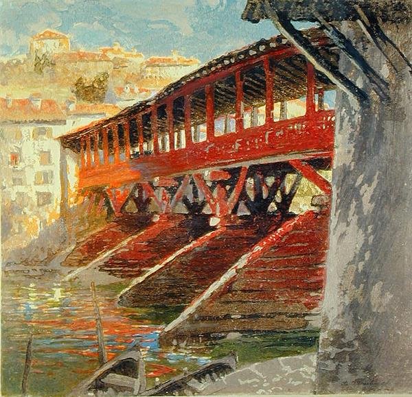 Ponte degli Alpini, Bassano del Grappa, n. 1910 (reliefprintti) tekijältä Charles Hodge Mackie