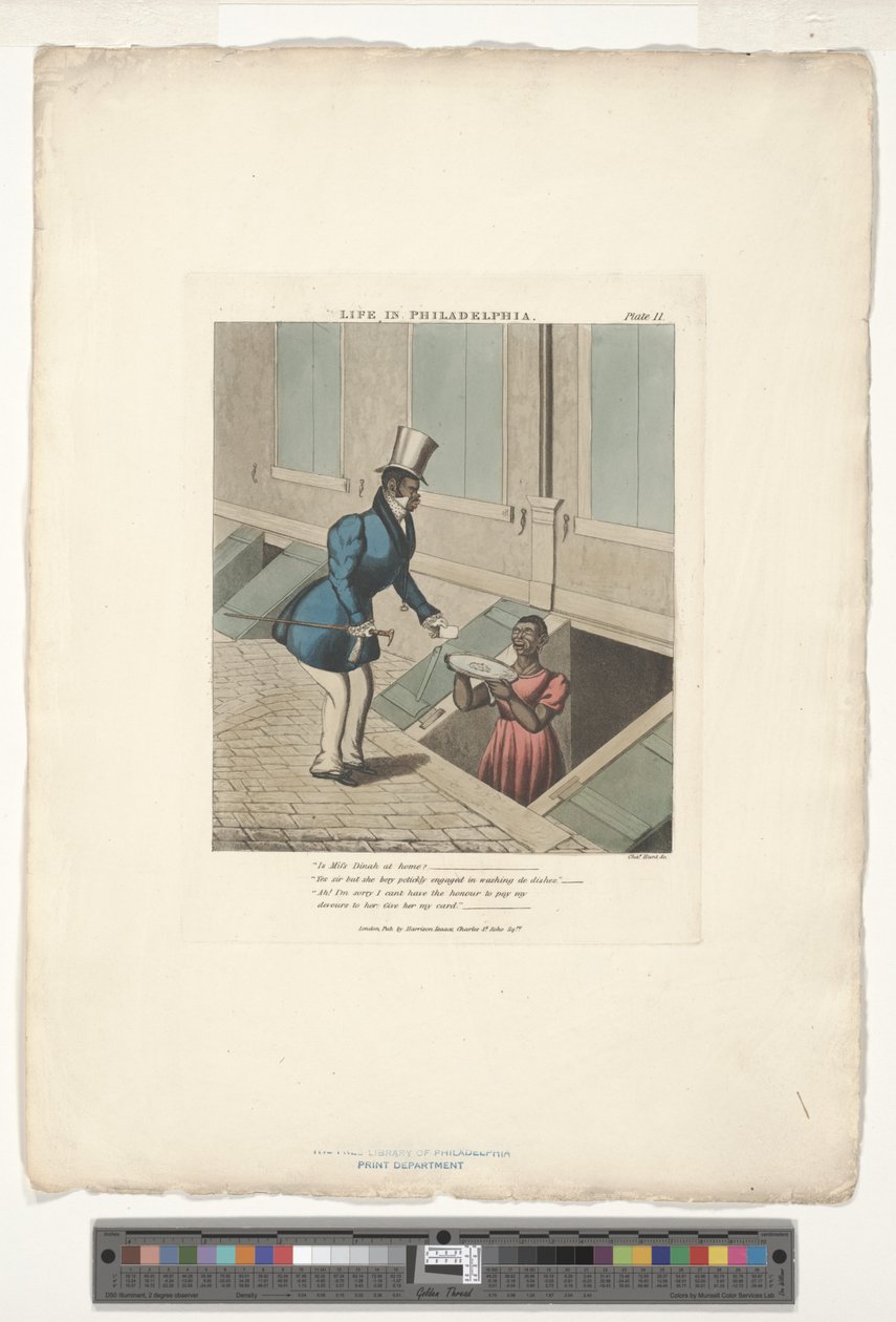 Calling on Mifs Dinah, numero 11/20, muokattu teoksesta Life in Philadelphia Edward W. Clay (1799-1857) tekijältä Charles Hunt