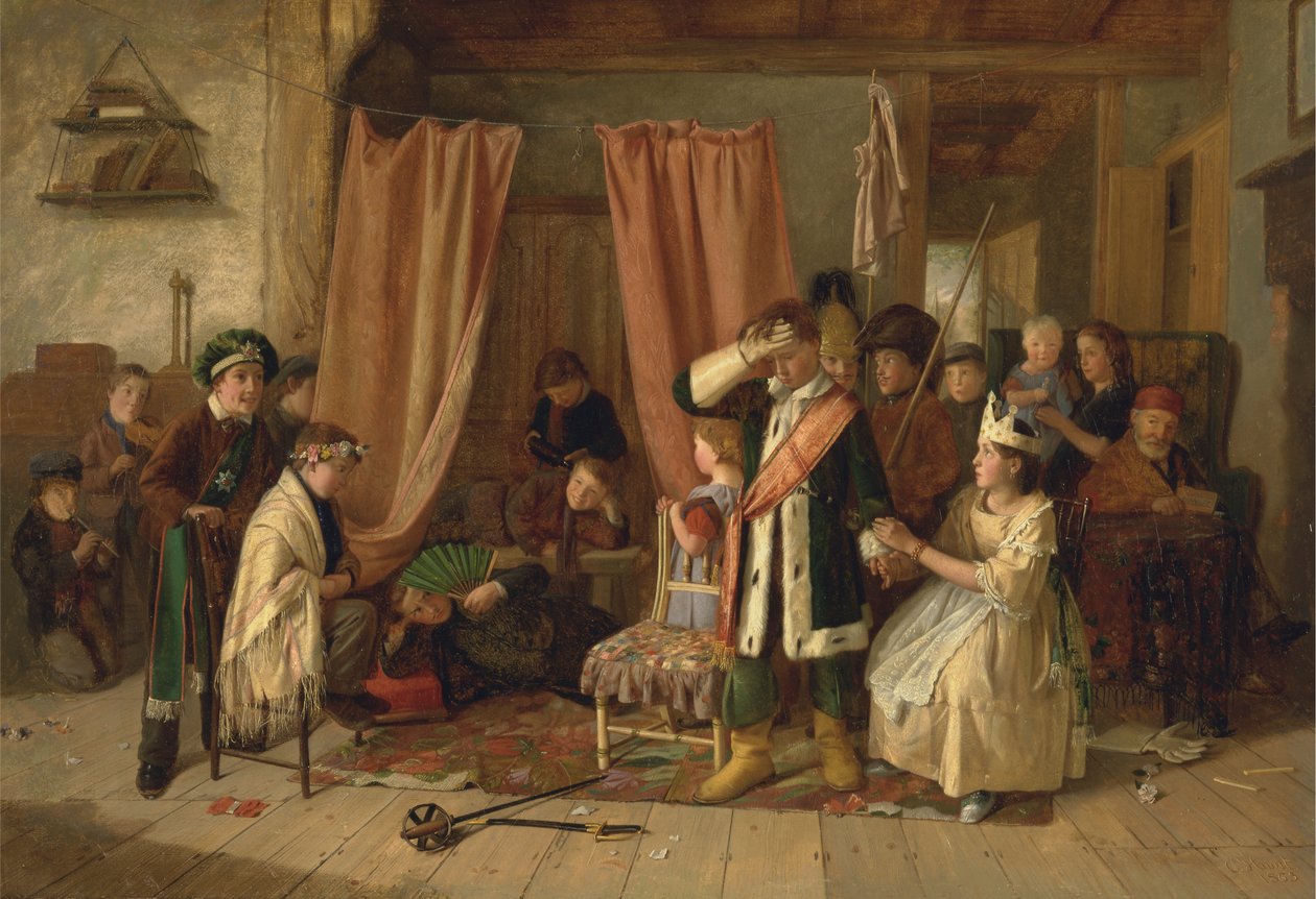 Lapset näyttelevät "leikkikohtausta" "Hamletista", näytös II, kohtaus ii tekijältä Charles Hunt