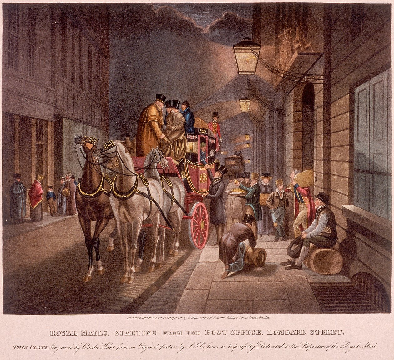General Post Office, Lombard Street, Lontoo, 1827 tekijältä Charles Hunt