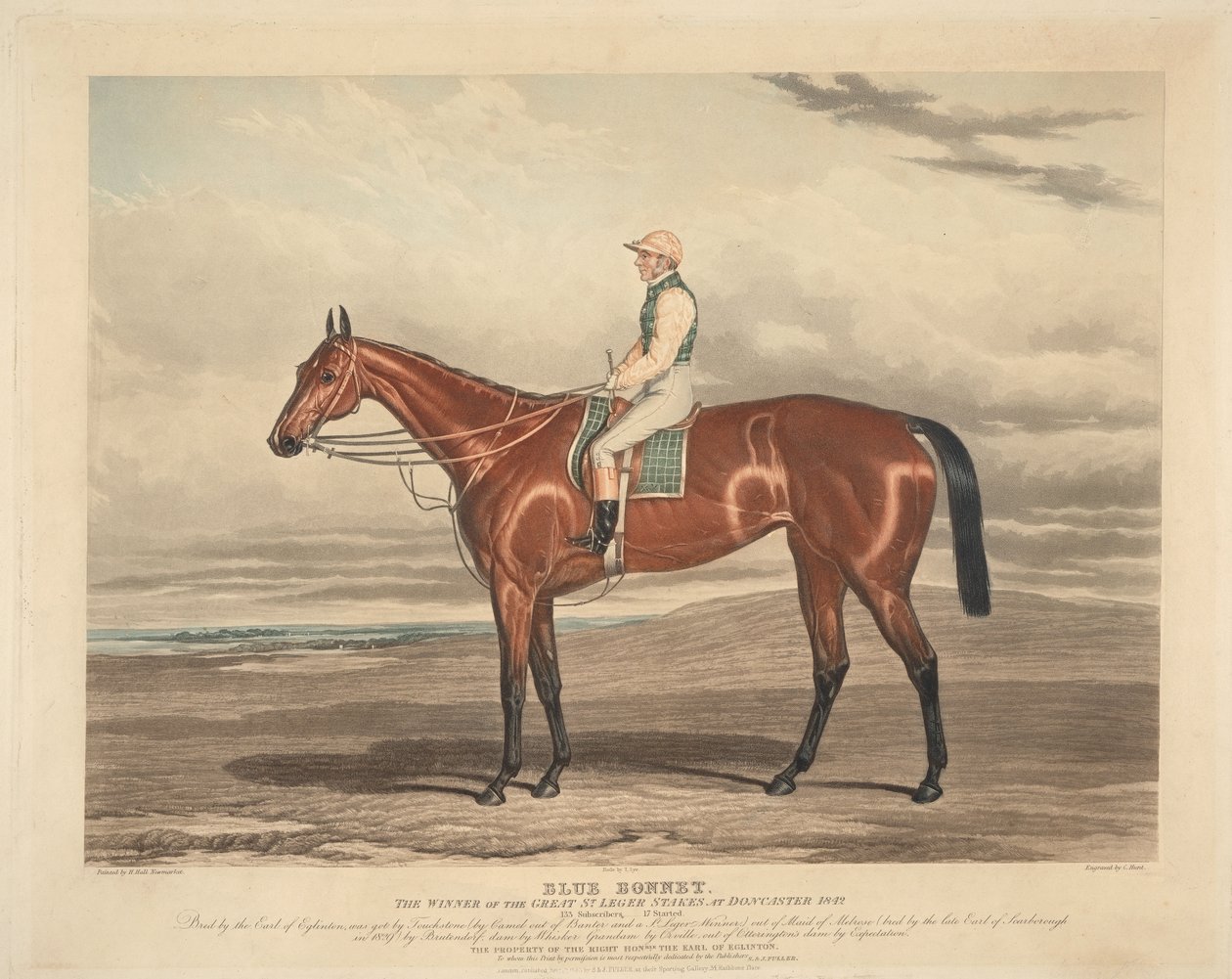 Laukkakilpailu: Blue Bonnet. Doncasterin suuren St. Leger Stakes -kilpailun voittaja 1842 tekijältä Charles Hunt