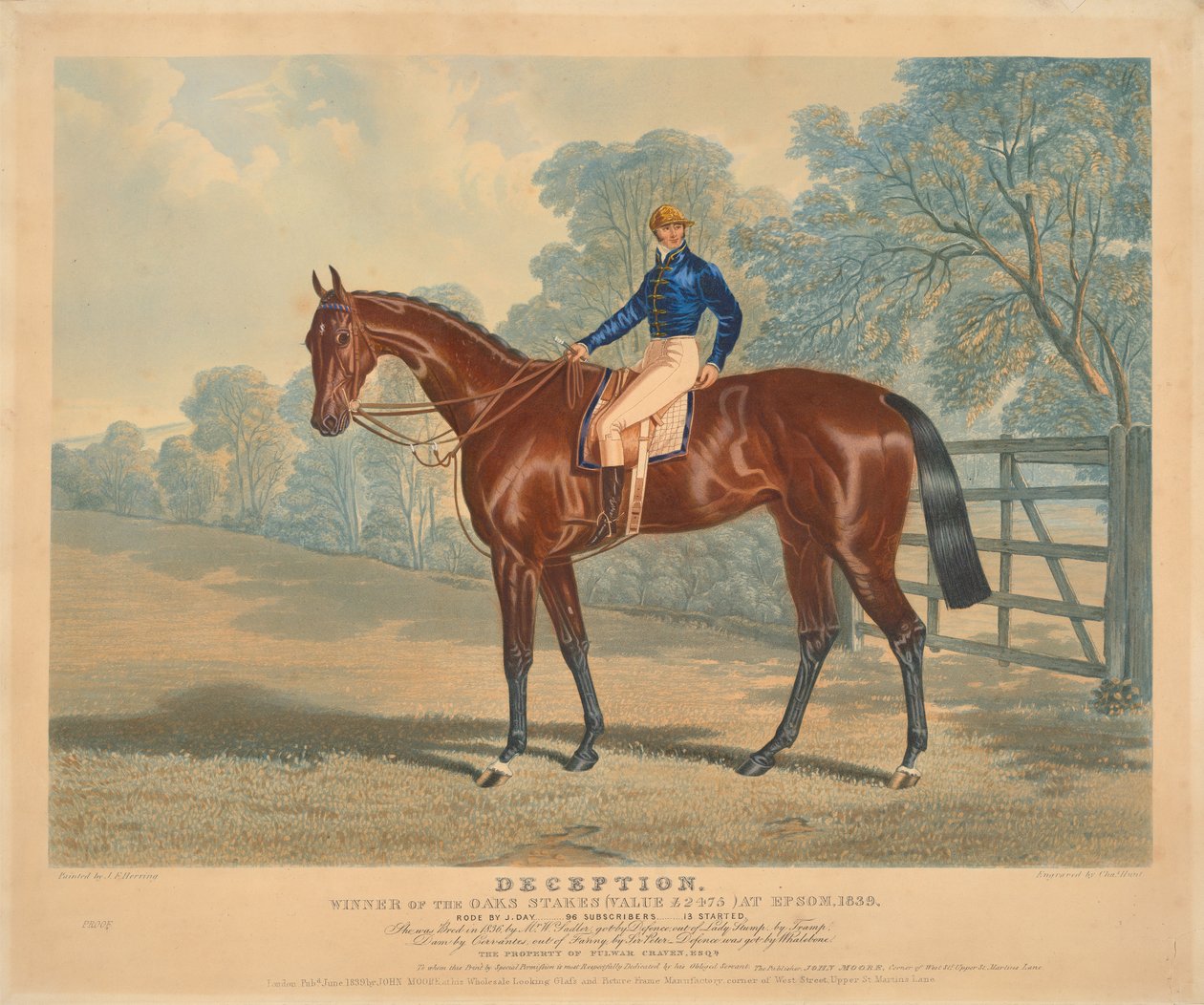 [Rennen]: "Deception", Gewinner der Oaks Stakes in Epsom, 1839, geritten von J. Day tekijältä Charles Hunt