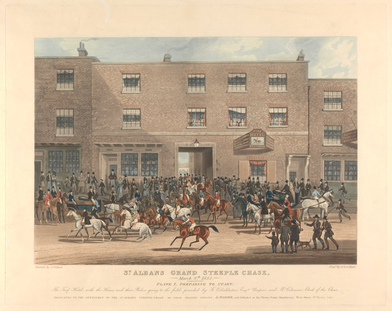 Tornin jahtaaminen [kuuden sarja]: St. Albans Grand Steeple Chase. / 8. maaliskuuta 1832. Levy 1. Valmistaudutaan aloittamaan ... tekijältä Charles Hunt