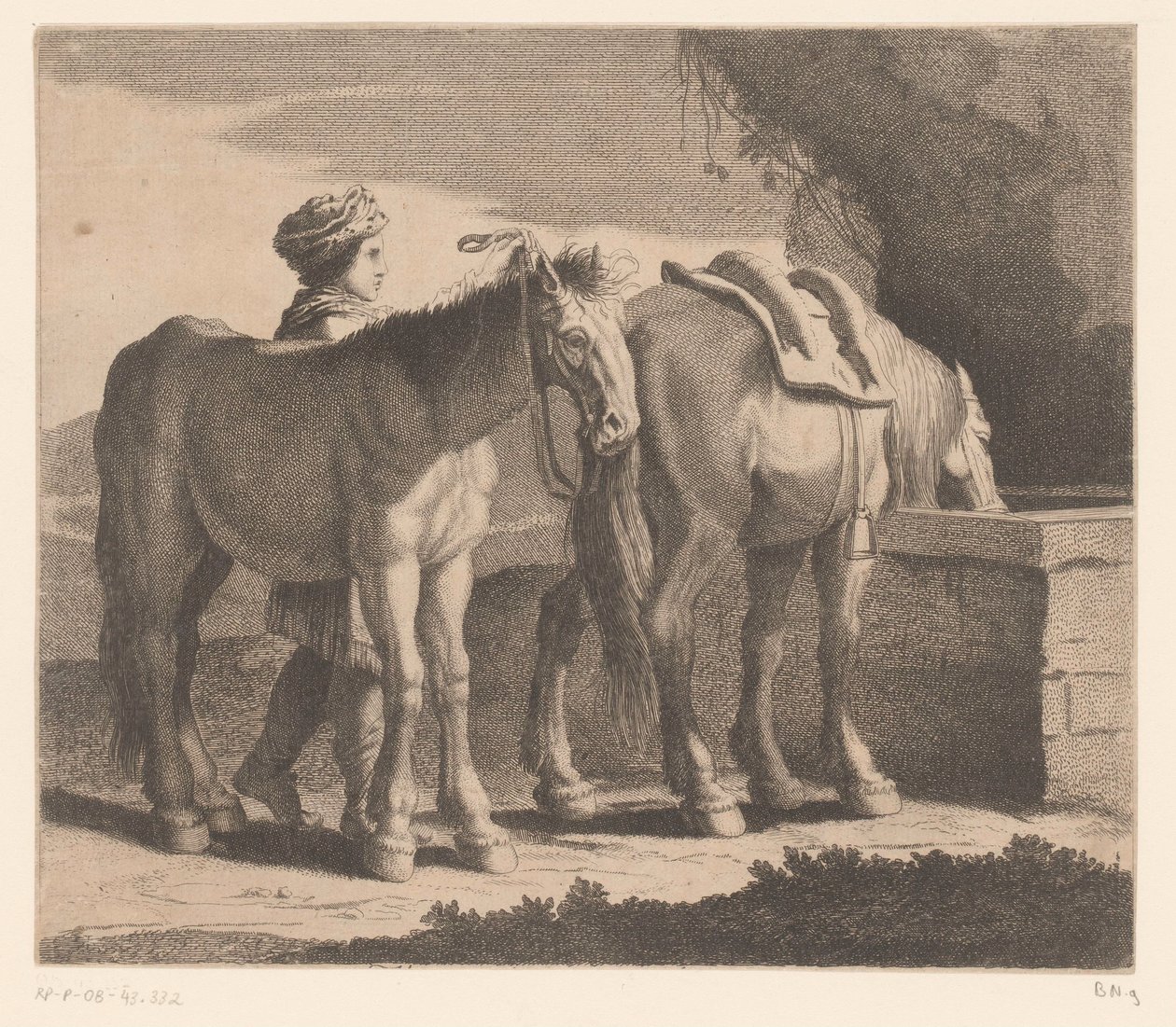 Juovat hevoset Masete de Normandie (otsikko esineessä) Eläinsarja (sarjan nimi) tekijältä Charles II Errard (attributed to)