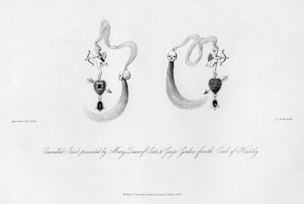 Emaloitu jalokivi, jonka Mary Queen of Scots lahjoitti George Gordonille, 1500-luku, 1840. tekijältä Charles J. Smith