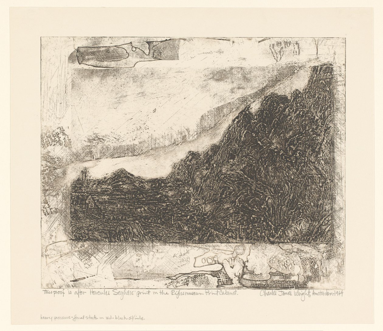 Kallioinen maisema teitä ja joki tekijältä Charles James Wright (signed by artist)
