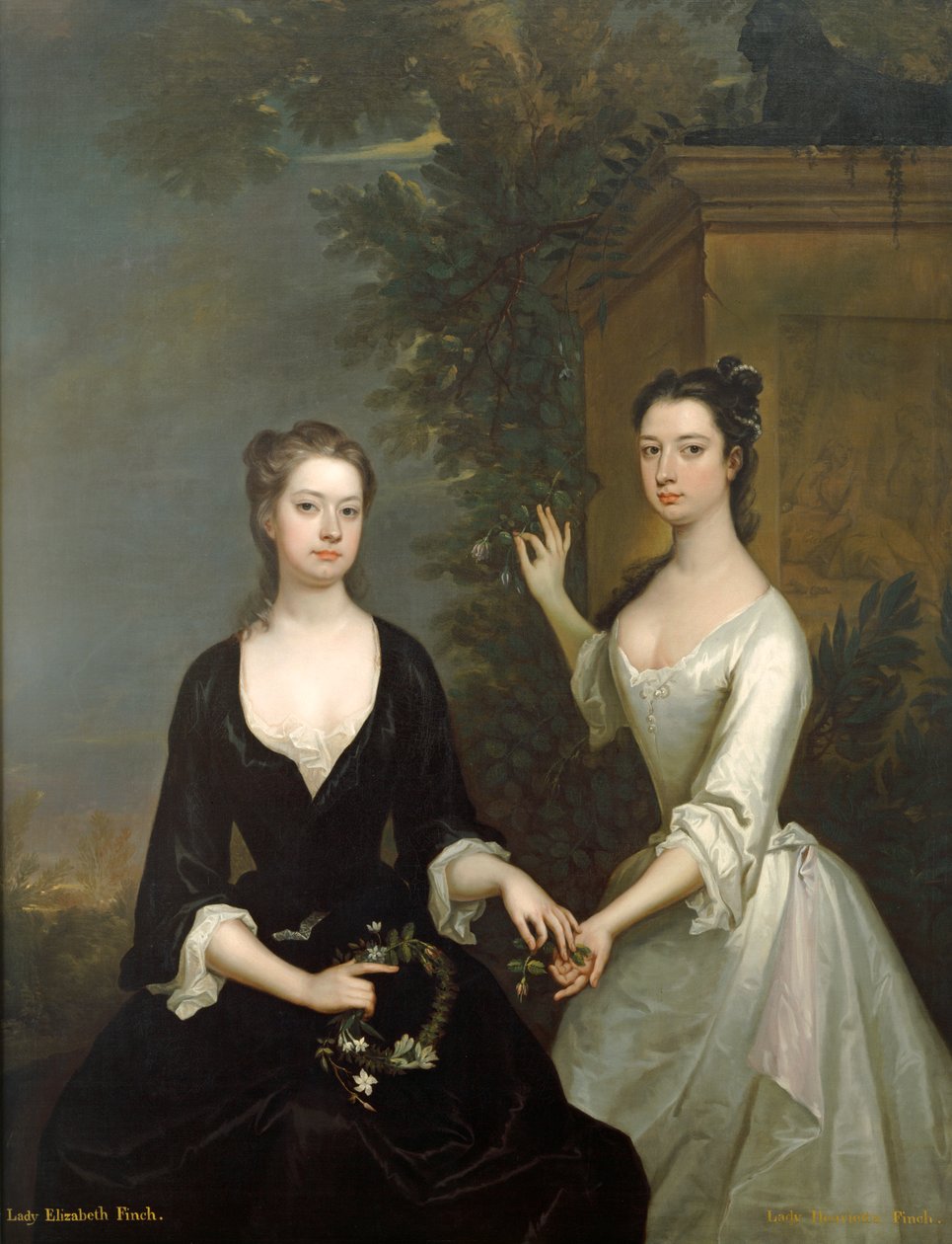 Lady Henrietta e Lady Elizabeth Finch, c.1732 (óleo sobre tela) finlandês tekijältä Charles Jervas