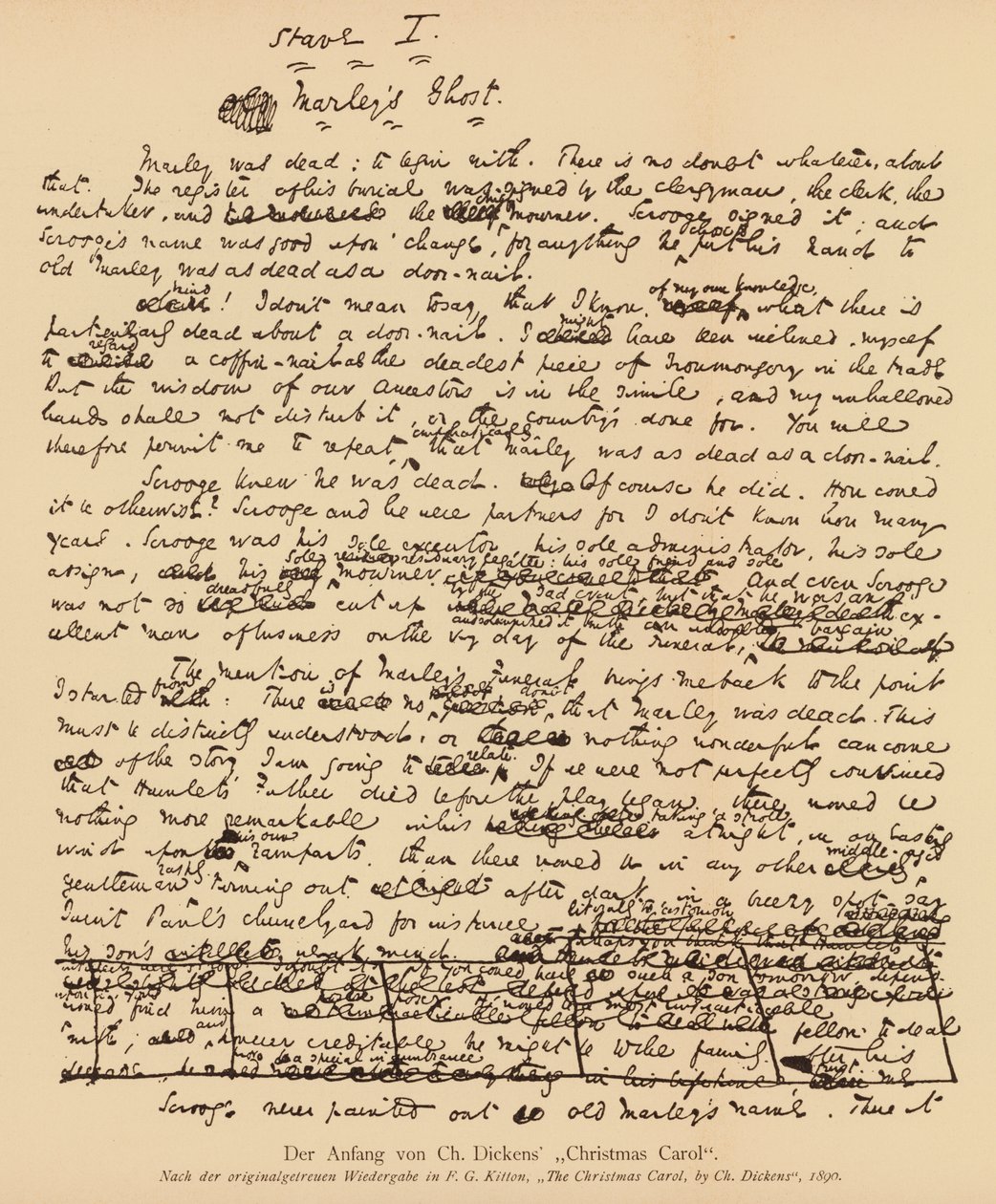 Charles Dickensin käsikirjoitus "A Christmas Carol" (litografia) tekijältä Charles John Huffam Dickens