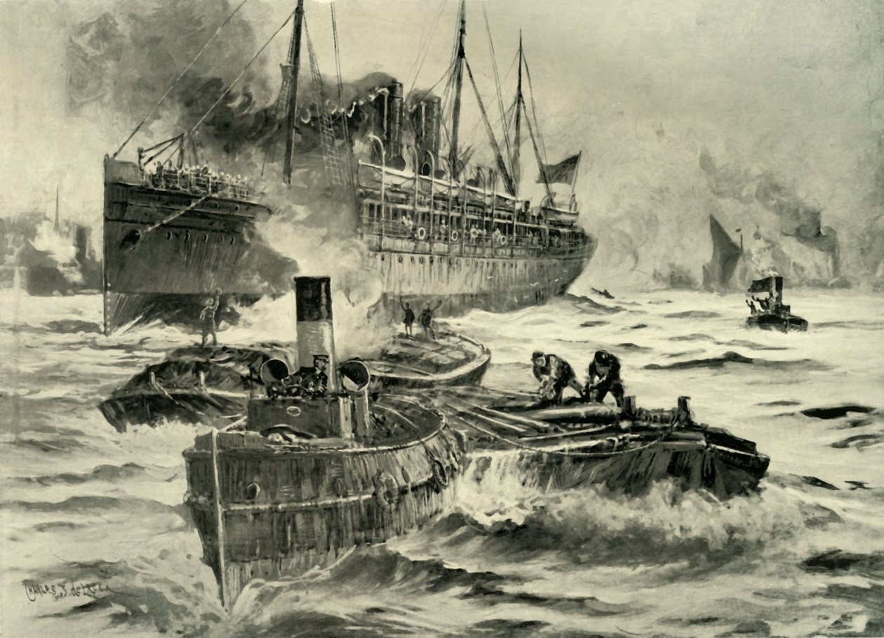 "Sodan puhkeaminen – liikenne lähtee Englannista Kapille", 1900. tekijältä Charles John de Lacy