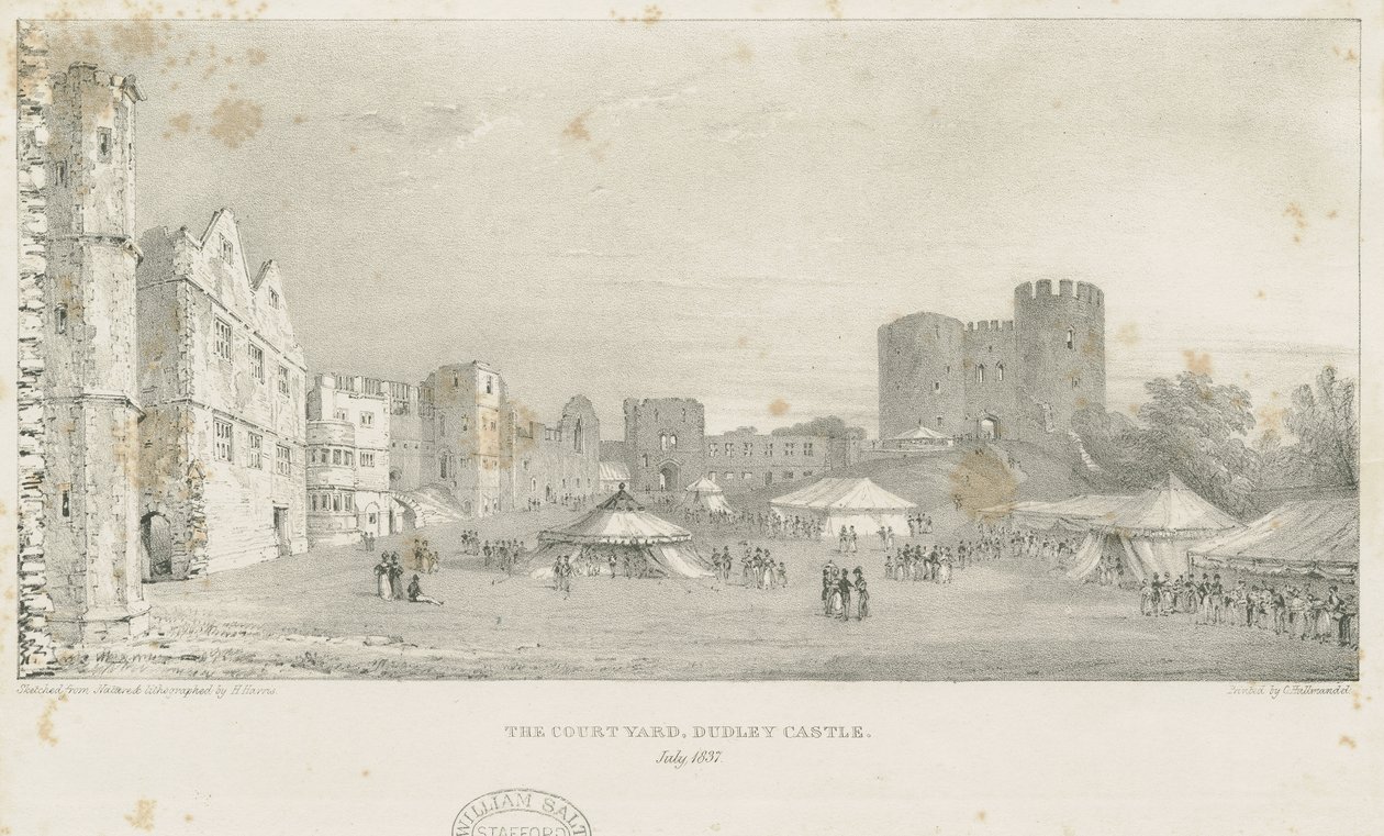 Dudley Castle - The Keep: litografia, heinäkuu 1837 (painettu) tekijältä Charles Joseph Hullmandel