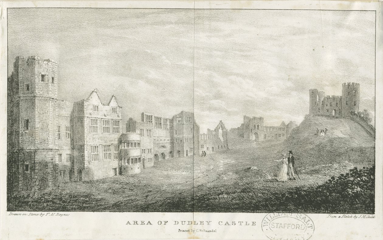 Dudley Castle - The Keep: litografia, nd [c 1825] tekijältä Charles Joseph Hullmandel