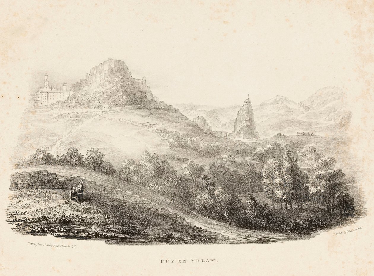 Puy en Velay (litografia) tekijältä Charles Joseph Hullmandel