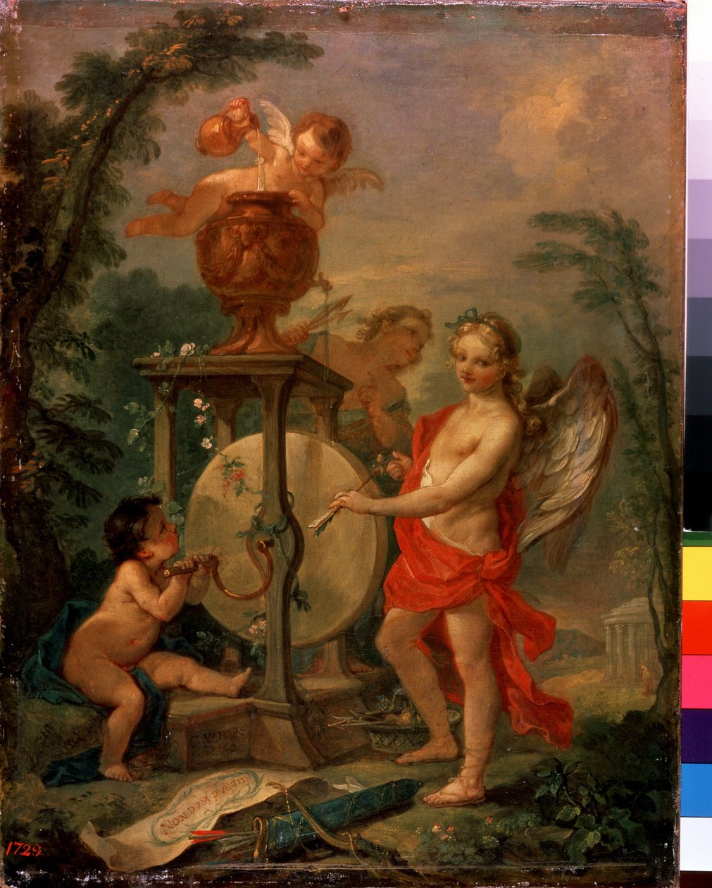 Cupid teroittaa nuolta. Charles Joseph Natoiren maalaus (Charles-Joseph Natoire tekijältä Charles Joseph Natoire