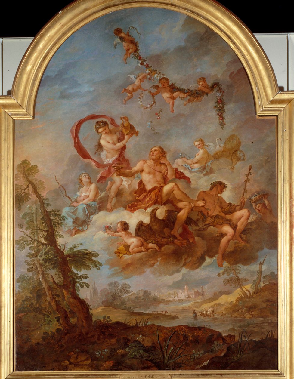 Jupiter palvelee Hebe Hebe, Jupiterin tytär palvelee isäänsä juhlan aikana. Charles Joseph Natoiren maalaus (Charles-Joseph Natoire tekijältä Charles Joseph Natoire